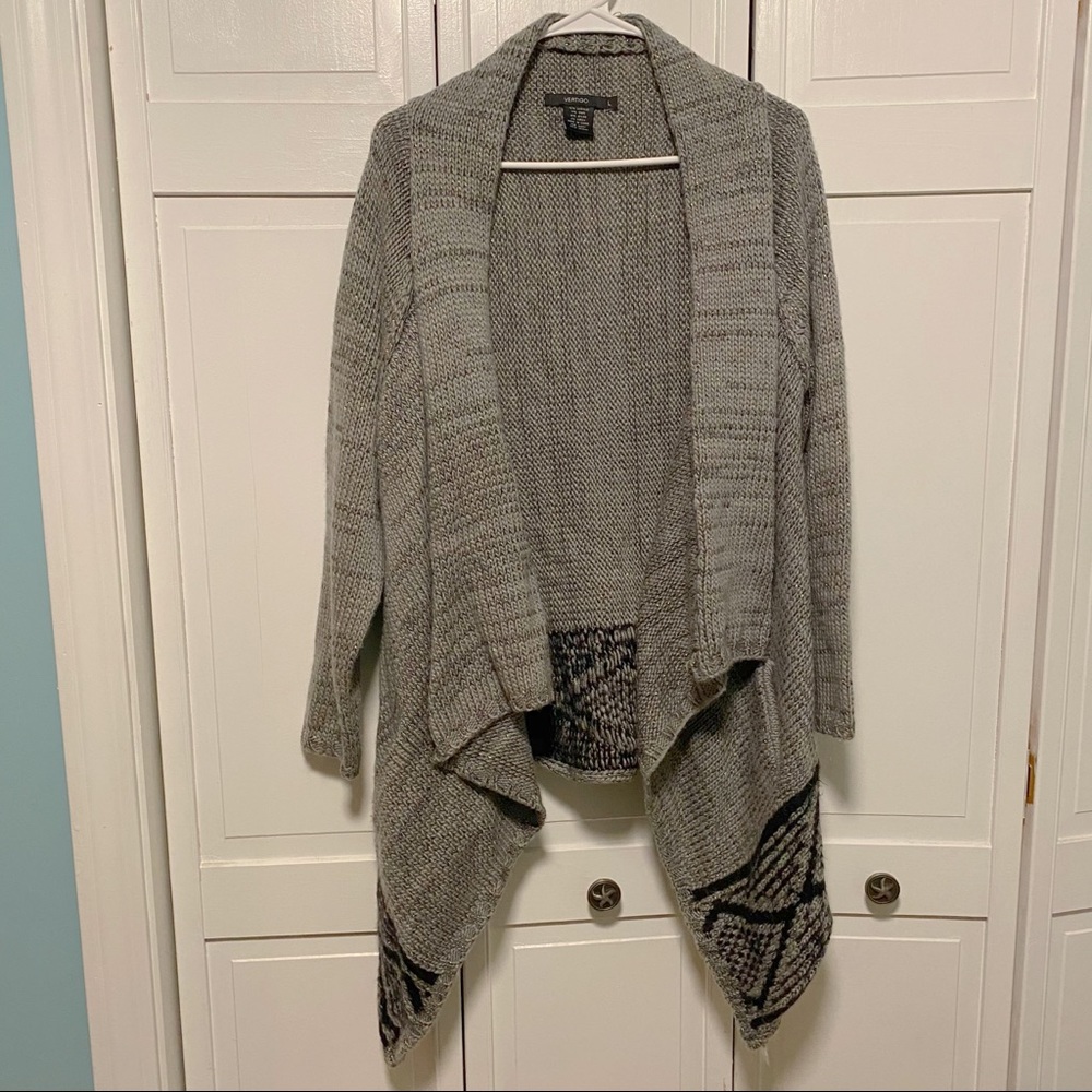 Vertigo gray with sparkle open draped cardigan